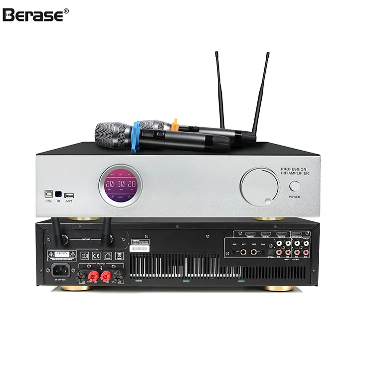 

Berase Hot selling high quality 3 in 1 Karaoke power amplifiers 2 channels amplifier home party