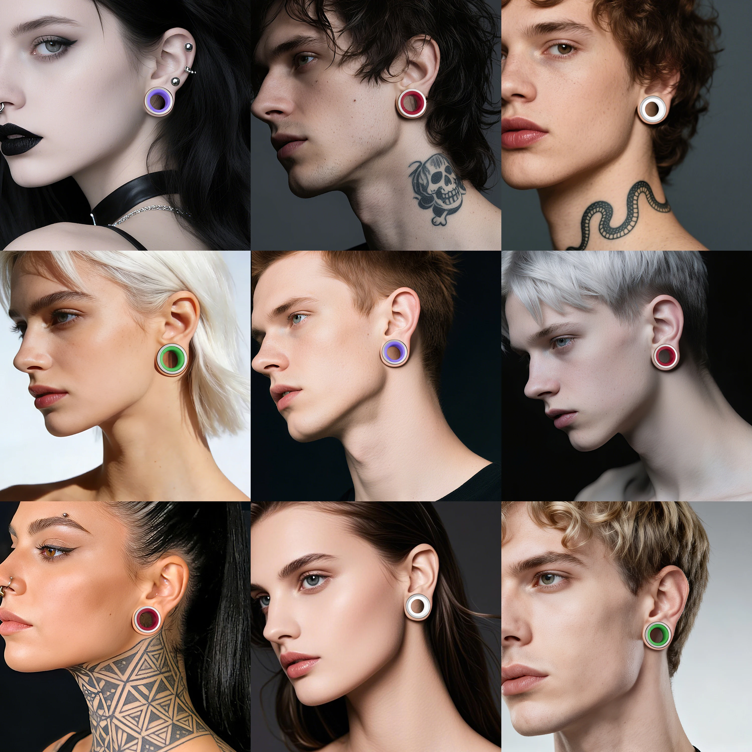 Vankula 2PCS Two-color Stainless Steel Horn Body Ear Tunnels Piercing Hypoallergenic Women's Jewelry Gift Set
