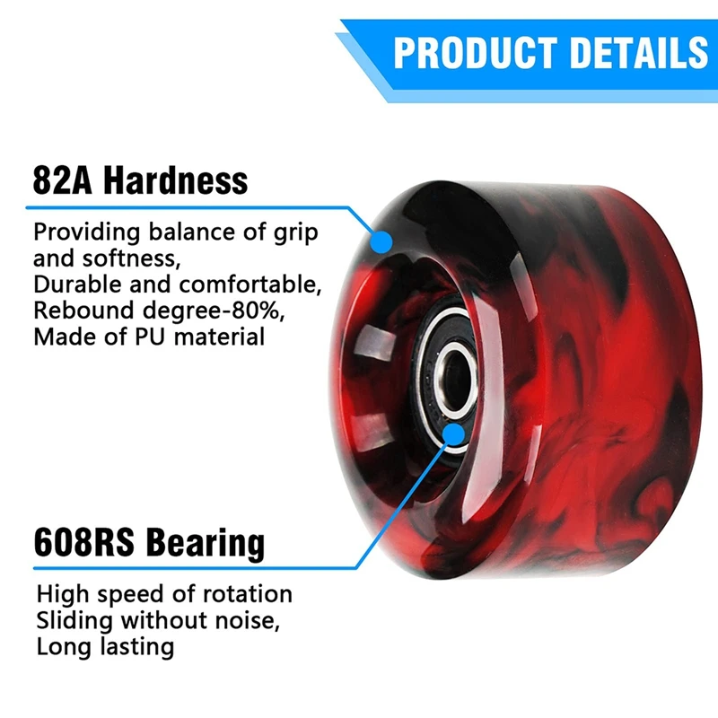 8 Pack LED Wheel Roller Skate Wheels with Bearings 32mm x 58mm Roller Skating Accessories