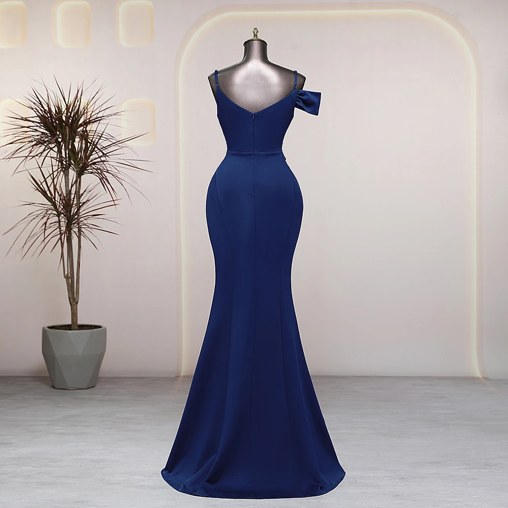 Elegant V-neck navy-blue prom dress luxury evening dress wedding party dress formal occasion dress special events Dresses gala