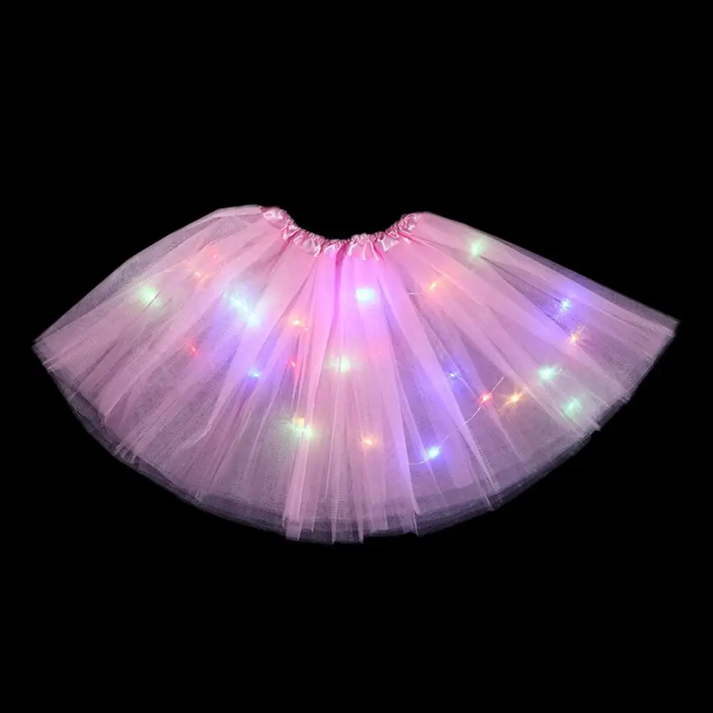 

Illuminated Half-length Skirt Colorful Led Light-up Mesh Skirt for Women with Elastic Waist Multi Layered Gauze Skirt for Stage