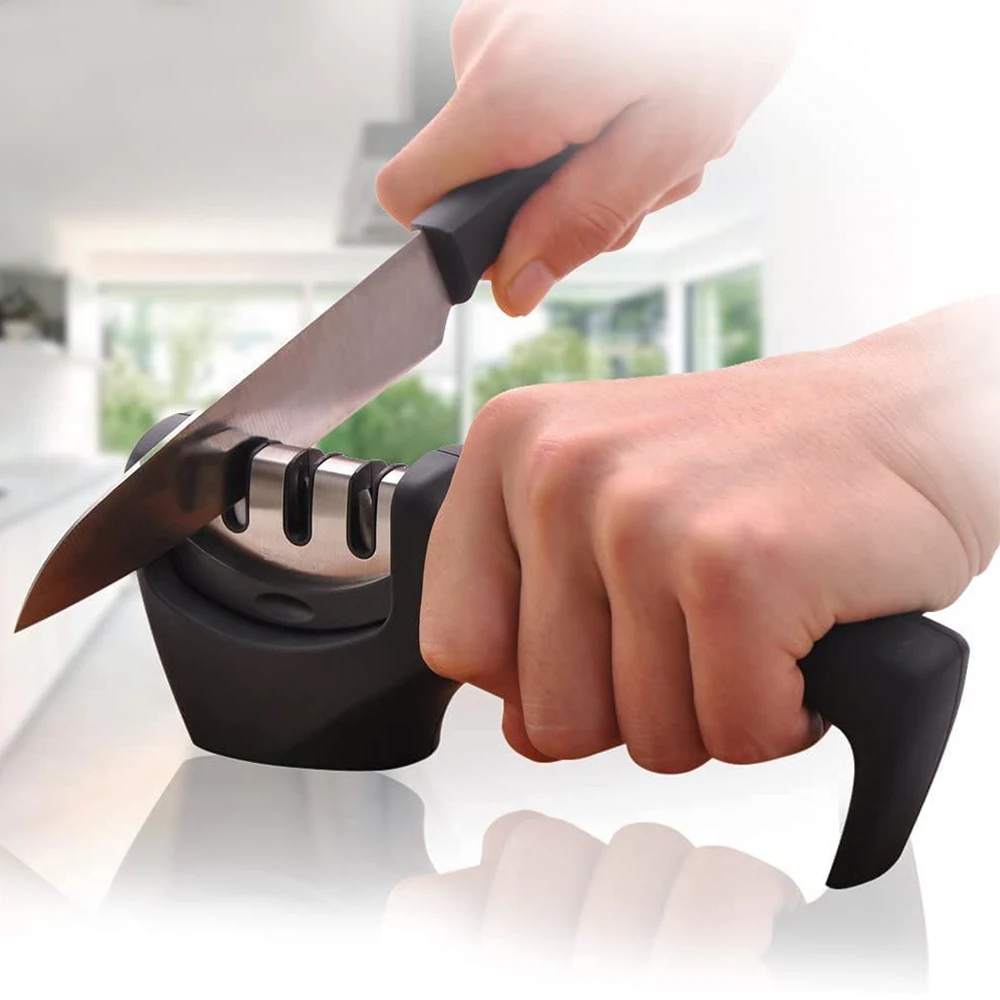 

Knife Sharpener 3 Stage Knife Sharpening Kitchen Tool For Dull Steel Paring Chefs Pocket Knives to Repair Restore Polish Blades