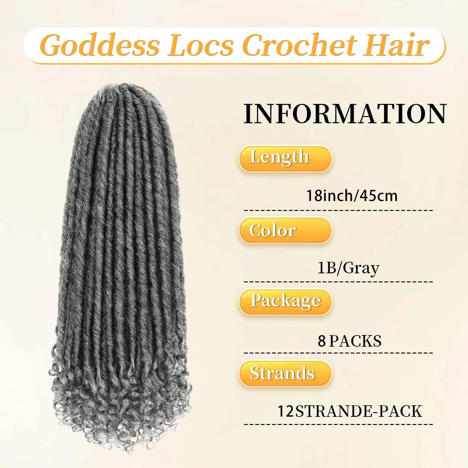 Goddess Locs Crochet Hair 6Pack,Straight Faux Locs Crochet Braids,Pre-Looped Curly Soft Synthetic Ombre Braiding Hair Extensions