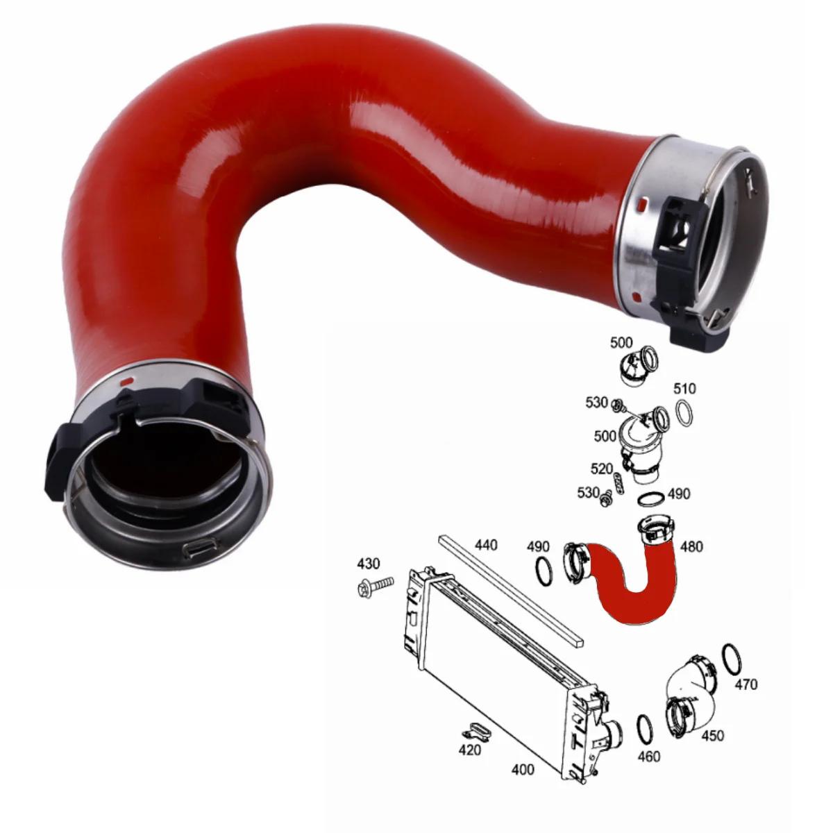 

1PC For Mercedes-Benz Sprinter W906 CDI 9065285082 Car Silicone Intercooler Turbo Tube Hose Kit Red High Quality