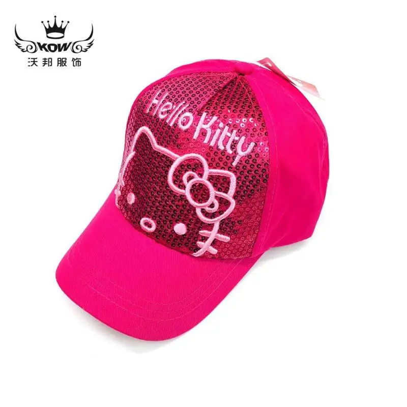 Sequins Baseball Cap Sanrio Girl Sun Hat Hello Kitty Kawaii Child Spring and Autumn New Style Peaked Cap Outdoor Sports Hat Gift