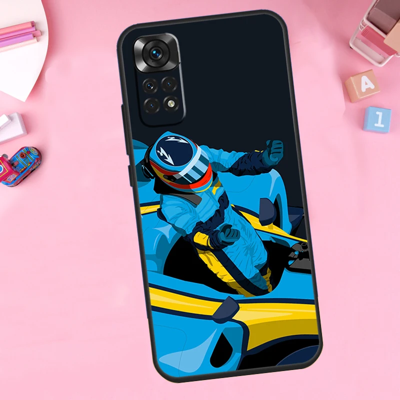 F1 Racing Fernando Alonso Case For Xiaomi Redmi Note 11 8 9 10 Pro 12 Turbo 8T 9S 10S 11S 12S Redmi 12C 10C 9C Cover