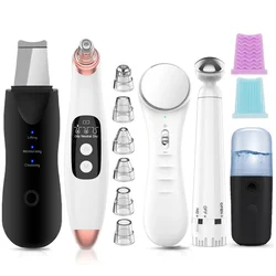 Ultrasonic Skin Scrubber+Blackhead Remover Electric Pore Cleaner+Nano spray Face Steamer+facial massager instrument+Eye beauty