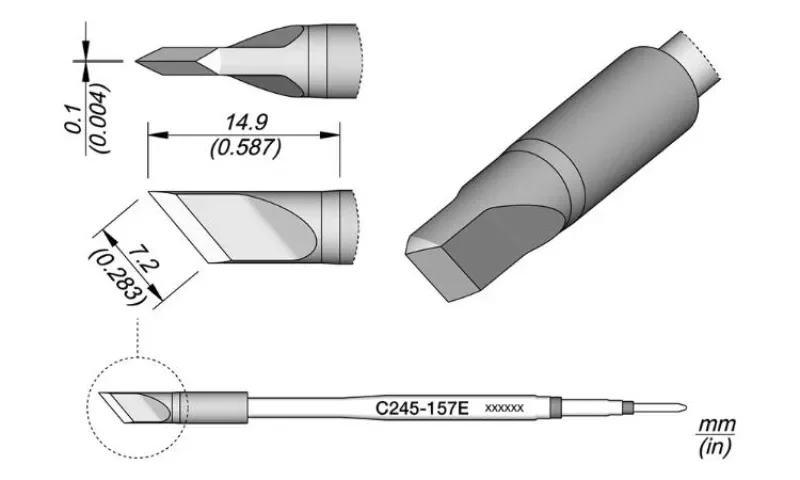 C245-157E Original, Knife Type Soldering Iron Head To Extend The Life C245-156E C245-354E Inclined Head