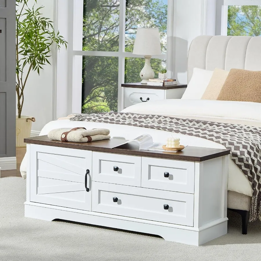 3 Drawer White Dresser for Bedroom Farmhouse Dresser Chest of Drawers 48 End of Bed Storage Beh Wide Chest of Drawers for Bedro