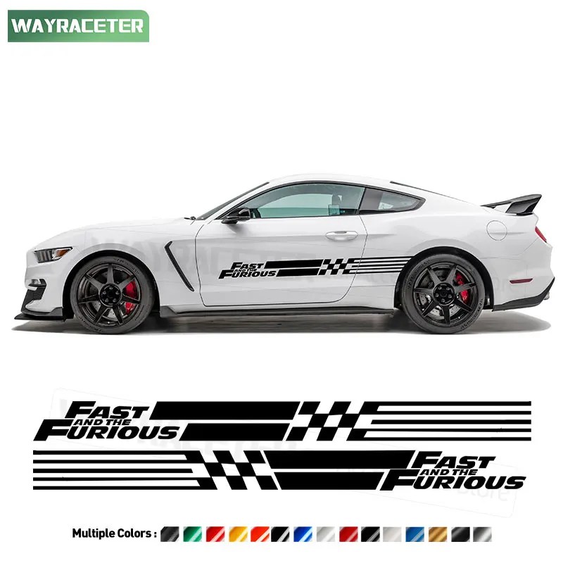 

2 Pcs Edition Fast And The Furious Graphics Racing Stripes Door Side Sticker For Ford Mustang GT Shelby Accessories
