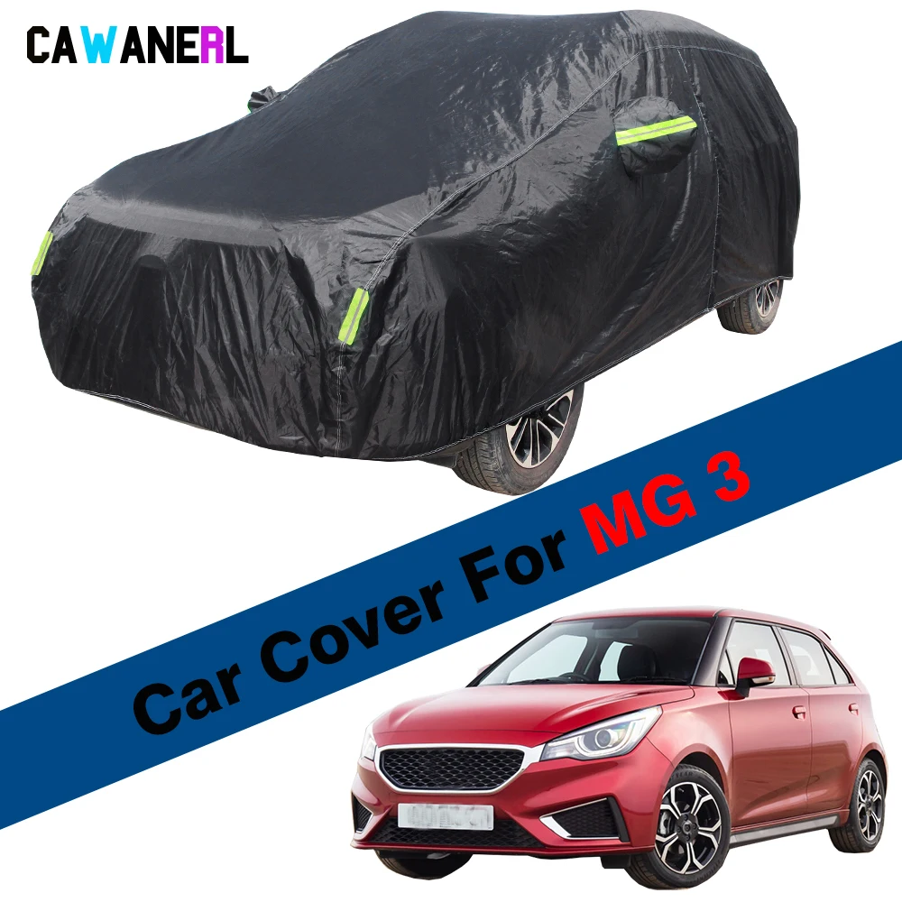 Black Waterproof Car Cover Anti-UV Sun Shade Rain Snow Wind Protection Durable Auto Cover For MG 3 2008-2023