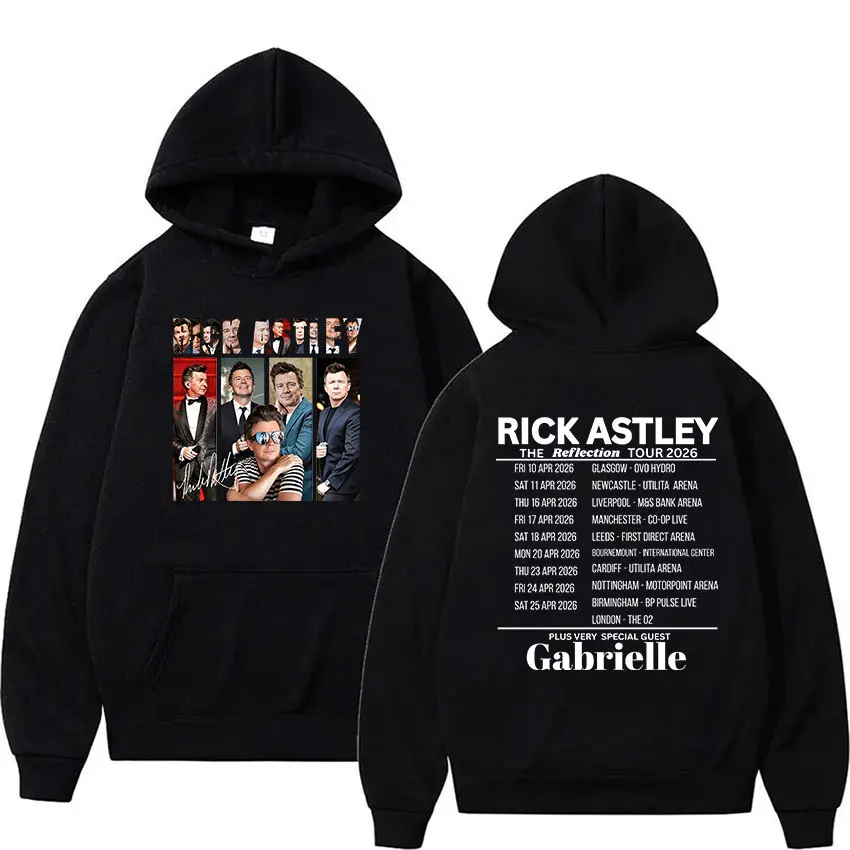 

Мужская флисовая толстовка с капюшоном Rick Astley The Reflection Tour 2026, винтажный модный свитшот оверсайз