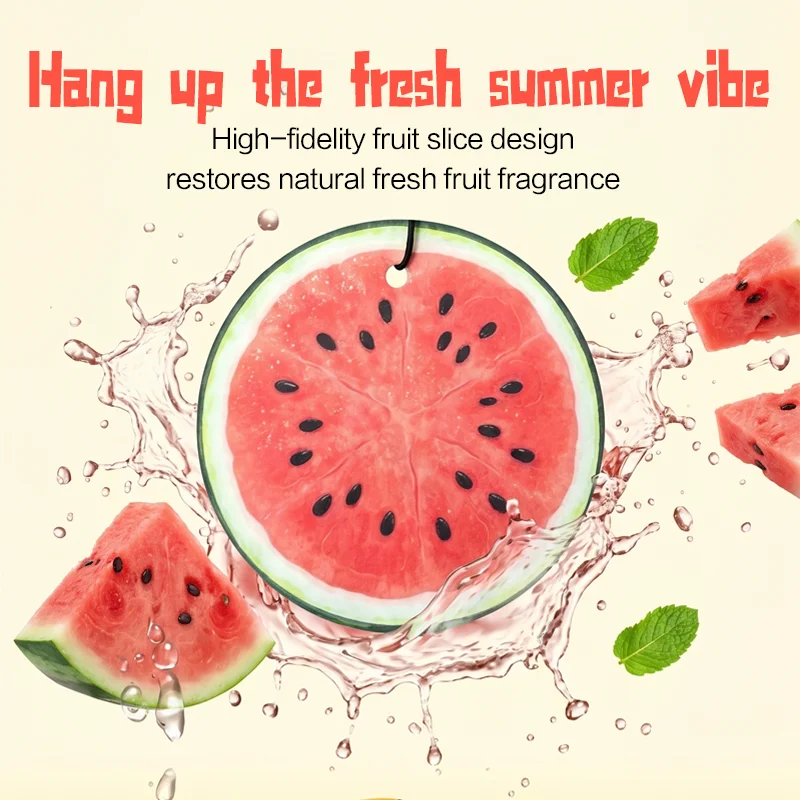 Cute Watermelon Freesia Aroma Hanging Card Non-Toxic Car Air Freshener Long Lasting Home Fragrance Gift