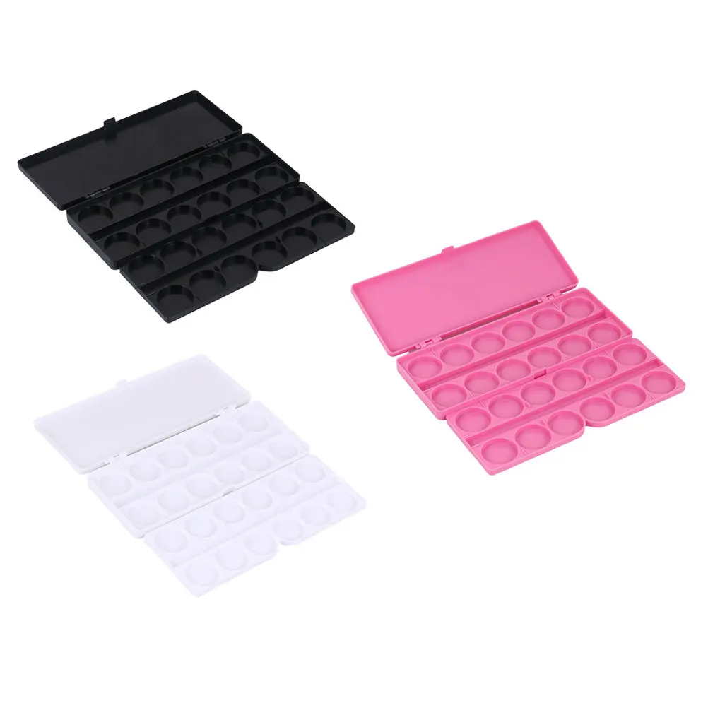 3Pcs Pigment Trays Compact Plastic Closed Case Smooth Texture Easy Clean Watercolor Pigment Tray Nail Drawing Plate Manicure