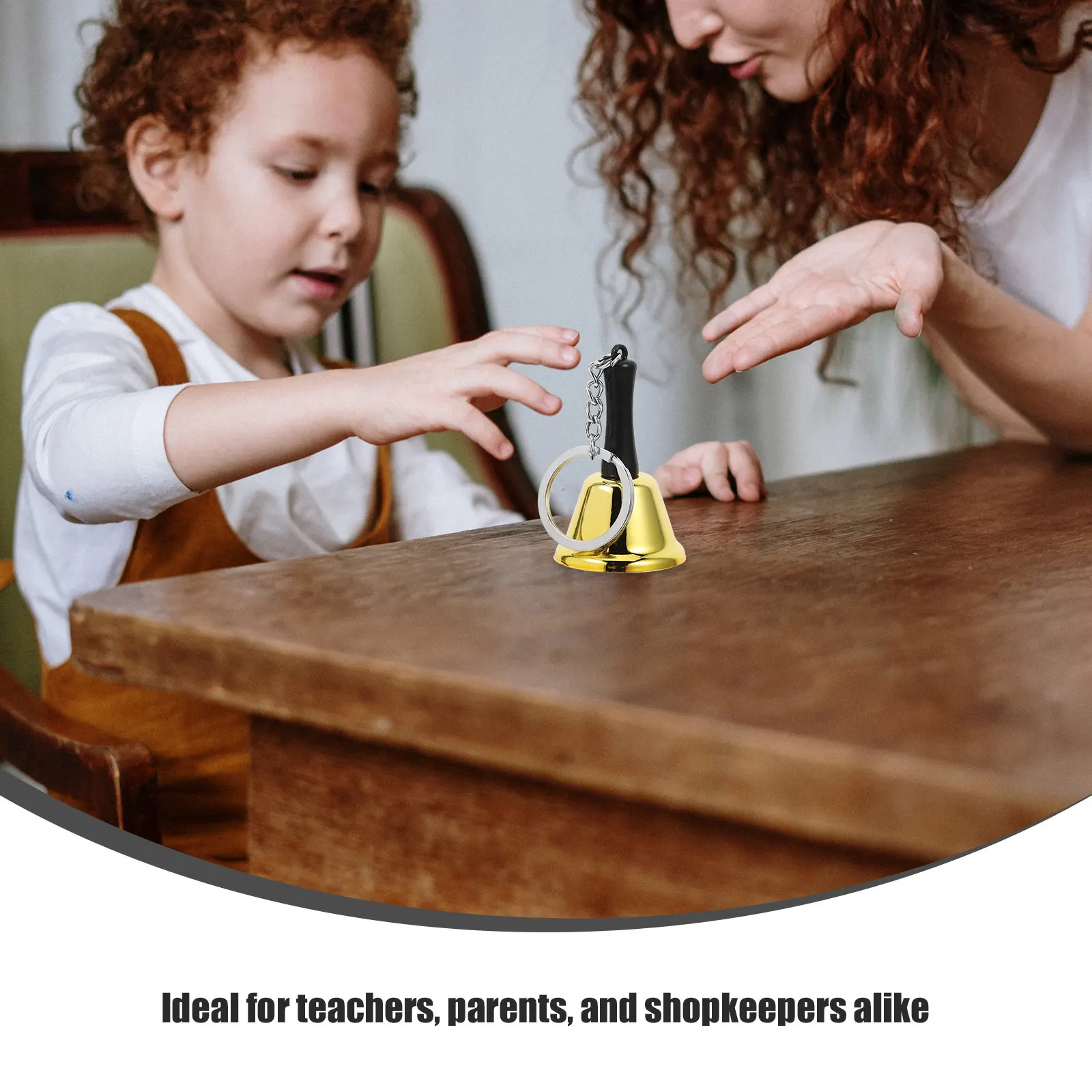 Mini Metal Hand Bell Keychain Loud Handheld Call Bell for Kids Early Education School Shopkeeper Restaurant Decorative Table