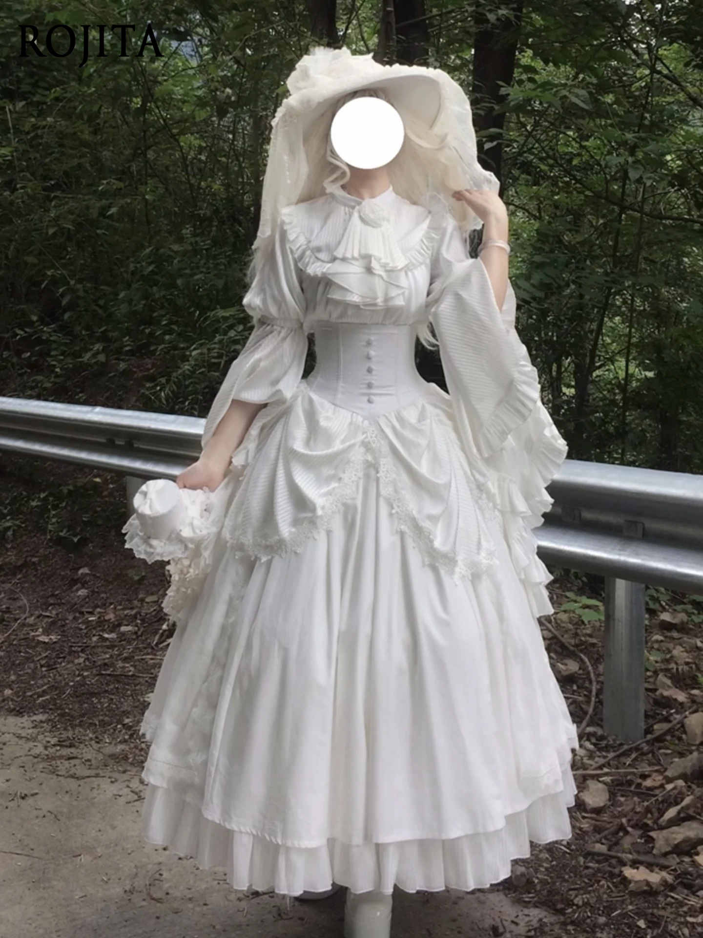 

Хэллоуин Белая японская рубашка с рукавами Ji Юбка в стиле монахини Женская готическая юбка Лолита Длинная юбка + однотонная рубашка + нагрудник