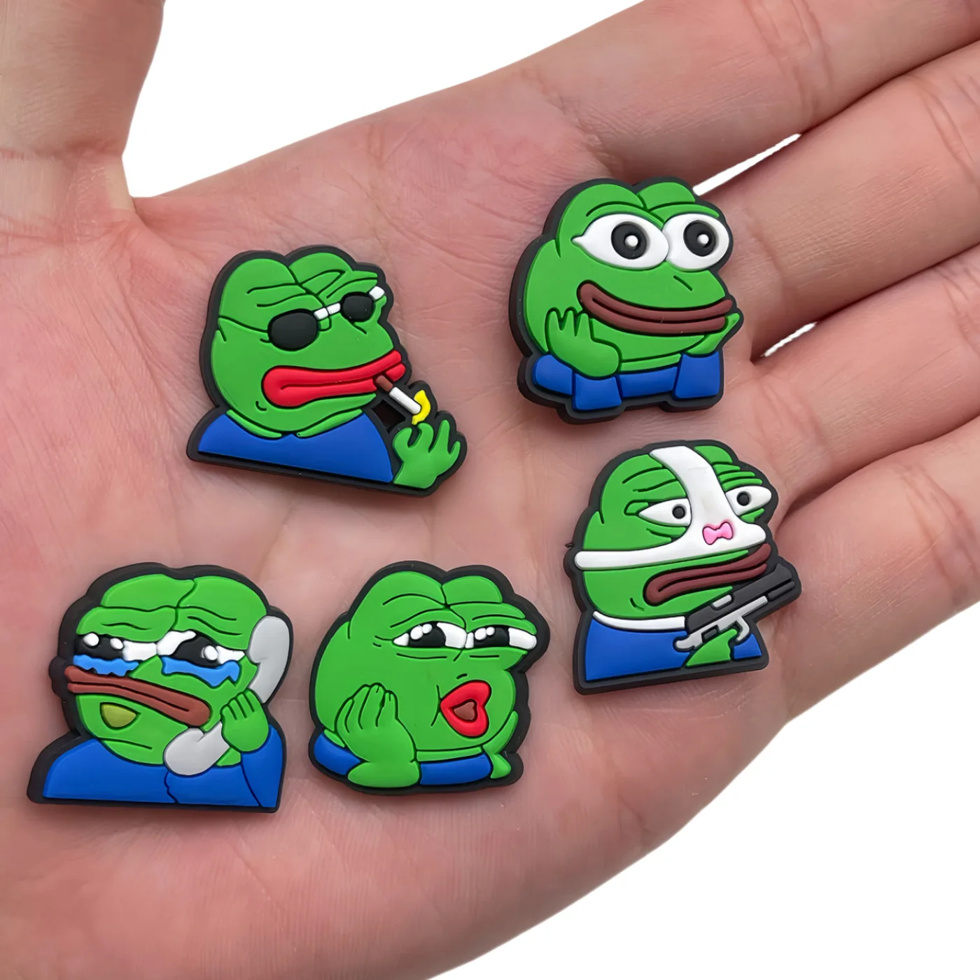 Cartoon Sad frog Hole Shoe Accessories Pattern Shoe Charms Quirky Style DIY Sandal Shoe Decorations