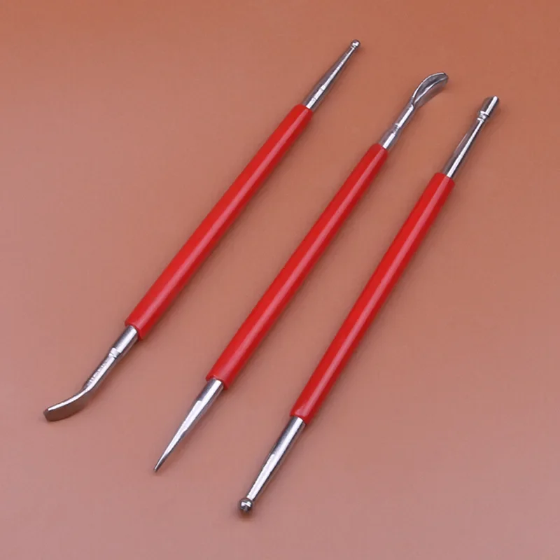 Pottery Repair Set with 3 Red Bars Metal Tools Handmade DIY Ceramic Supplies Carving Knives 6 Heads Available in Combination Set