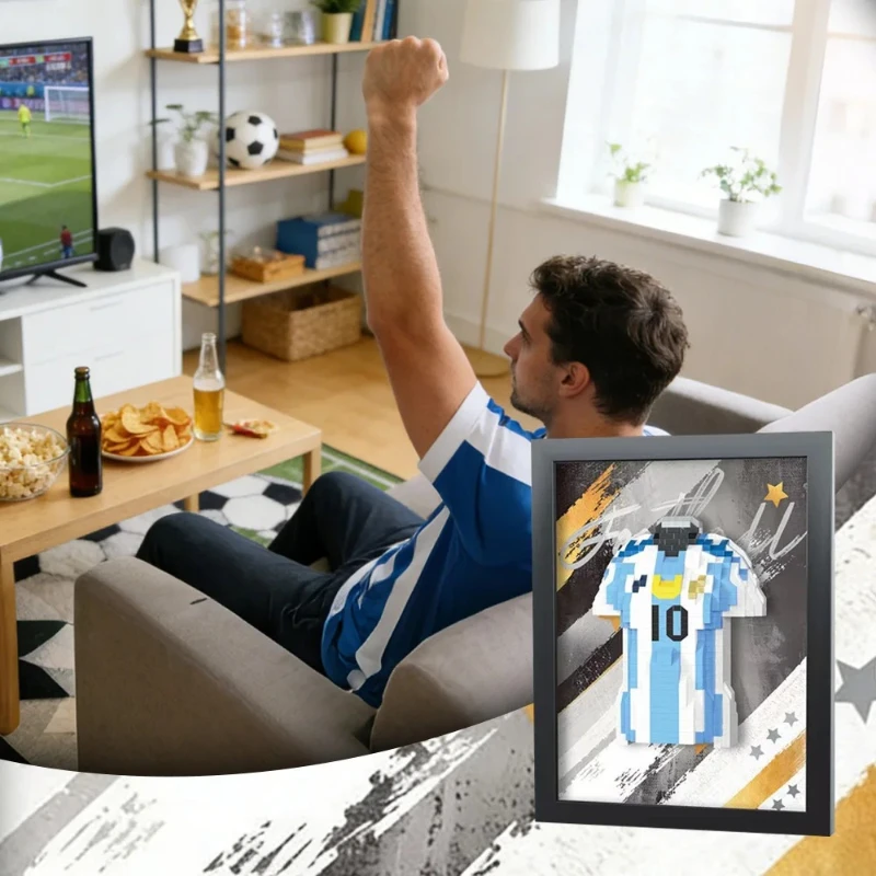 

Football player jersey building blocks, DIY handmade Creative gift set, Home Decoration Gift For Kid