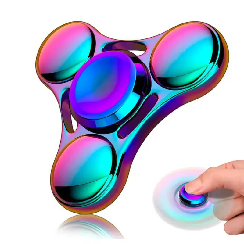 Rainbow UFO Metal Fidget Spinner High-Speed Bearing Finger Spinning Top Stress & Anxiety Relief Desk Toy Novelty Gifts Adults
