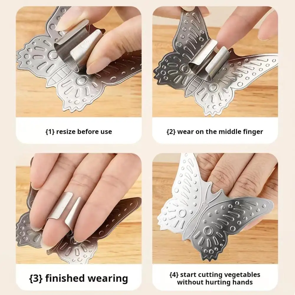 Stainless Steel Finger Protector Stainless Steel Finger Guards for Safe Cutting Adjustable Kitchen Tool for Cooking for Slicing