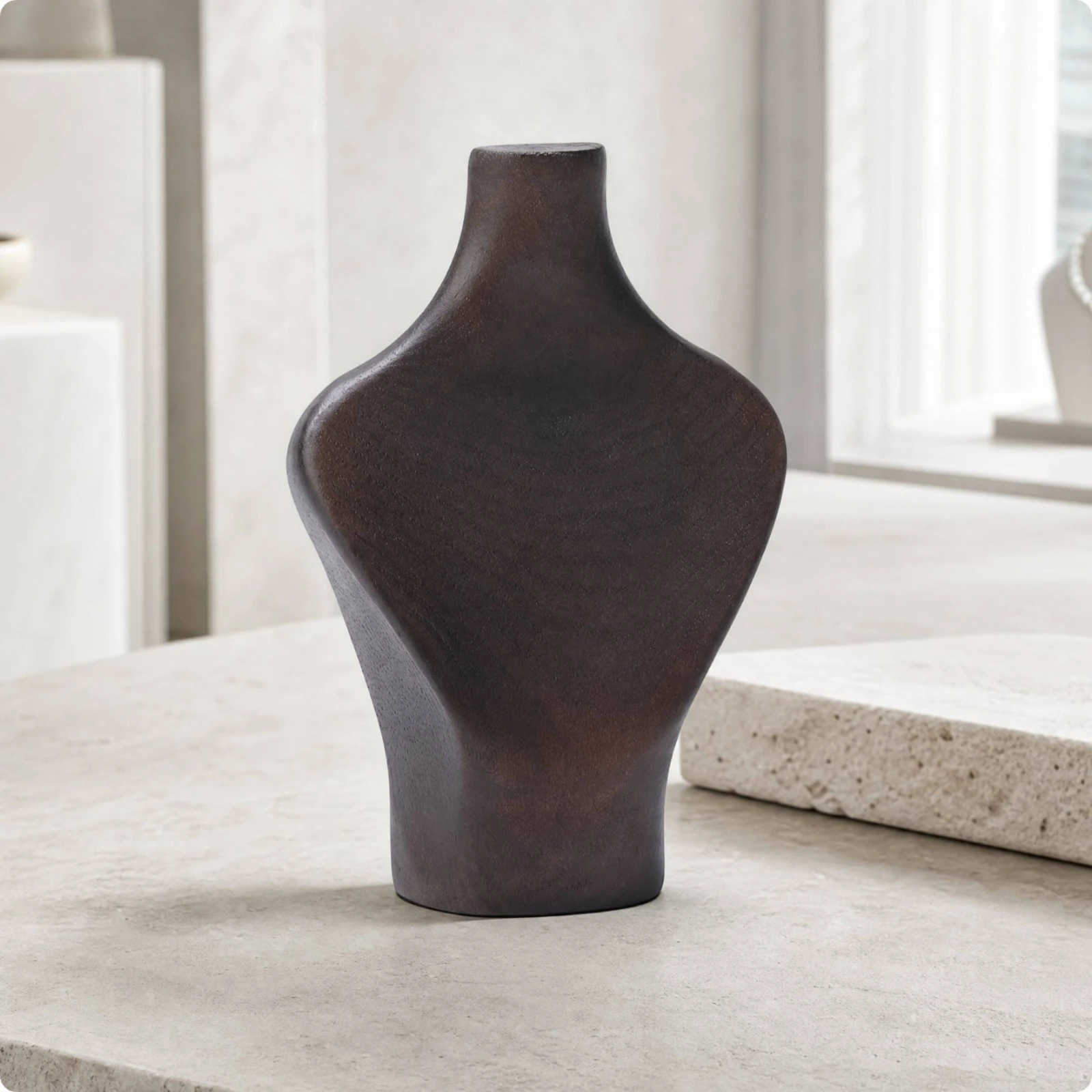 Necklace Display Bust with Wooden Base Stable Wooden Necklace Display Bust Elegant Countertop for Boutique Owners