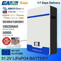 EU Stock 51.2V 100Ah 200Ah LiFePO4 Battery 5Kwh 10kwh BMS CAN/RS485 Communication Protocol Lithium Ion Battery for 48V inverter