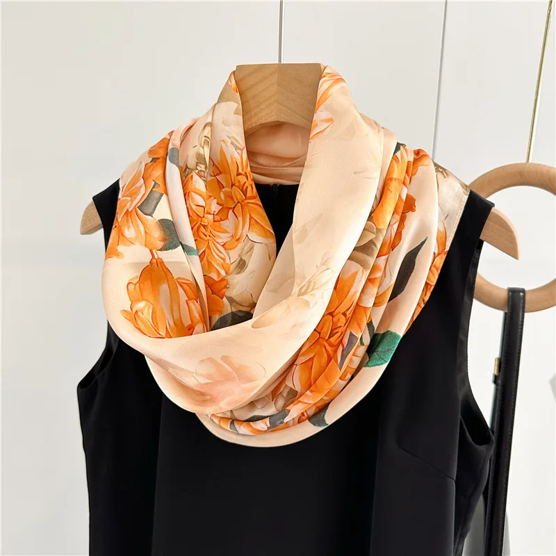 Spring new temperament elegant mother style silk long scarf