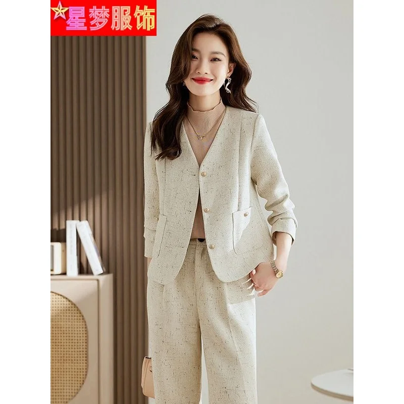 Short Small Suit Coat Women's Short Spring and Autumn 2023 New Elegant High Sense Socialite Casual Suit Business Wear