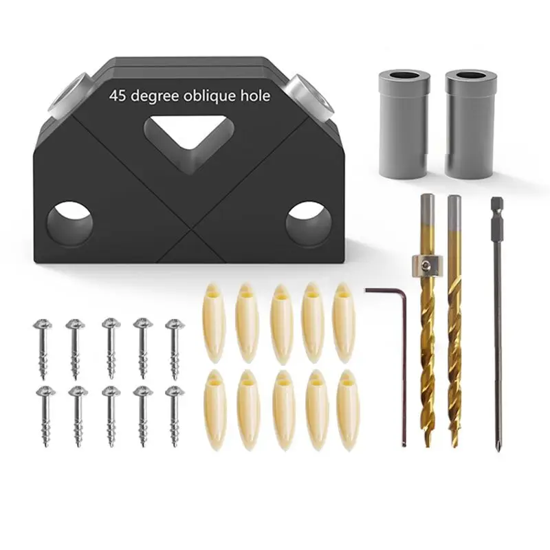 

45 Degree Oblique Hole Punch Locator Woodworking Drilling Locator Punching Assistant Positioning Woodworking Tools-A00E