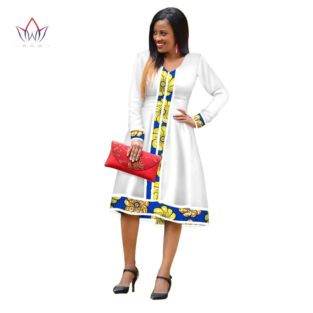 

African Maxi Dresses For Women Elegant Cotton Print Traditional Ethiopia Style Outfit Female Long Sleeve Church Robes WY2992