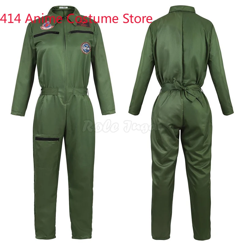 S-3XLNew Adult Pilot Jumpsuit Cosplay Costume Unisex Army Green Long Sleeve Pilot Bodysuit Role Play C84M250