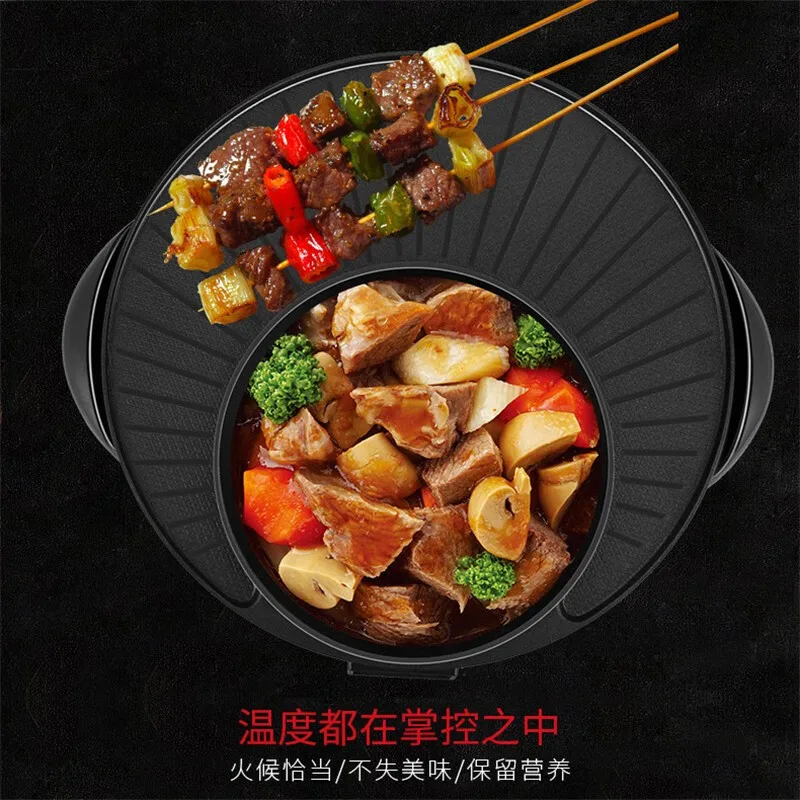 

Large Electric Grill and Griddle Combo Smokeless Korean Style BBQ Pan with Non-Stick Coating Ideal for Home Cooking and Barbecue