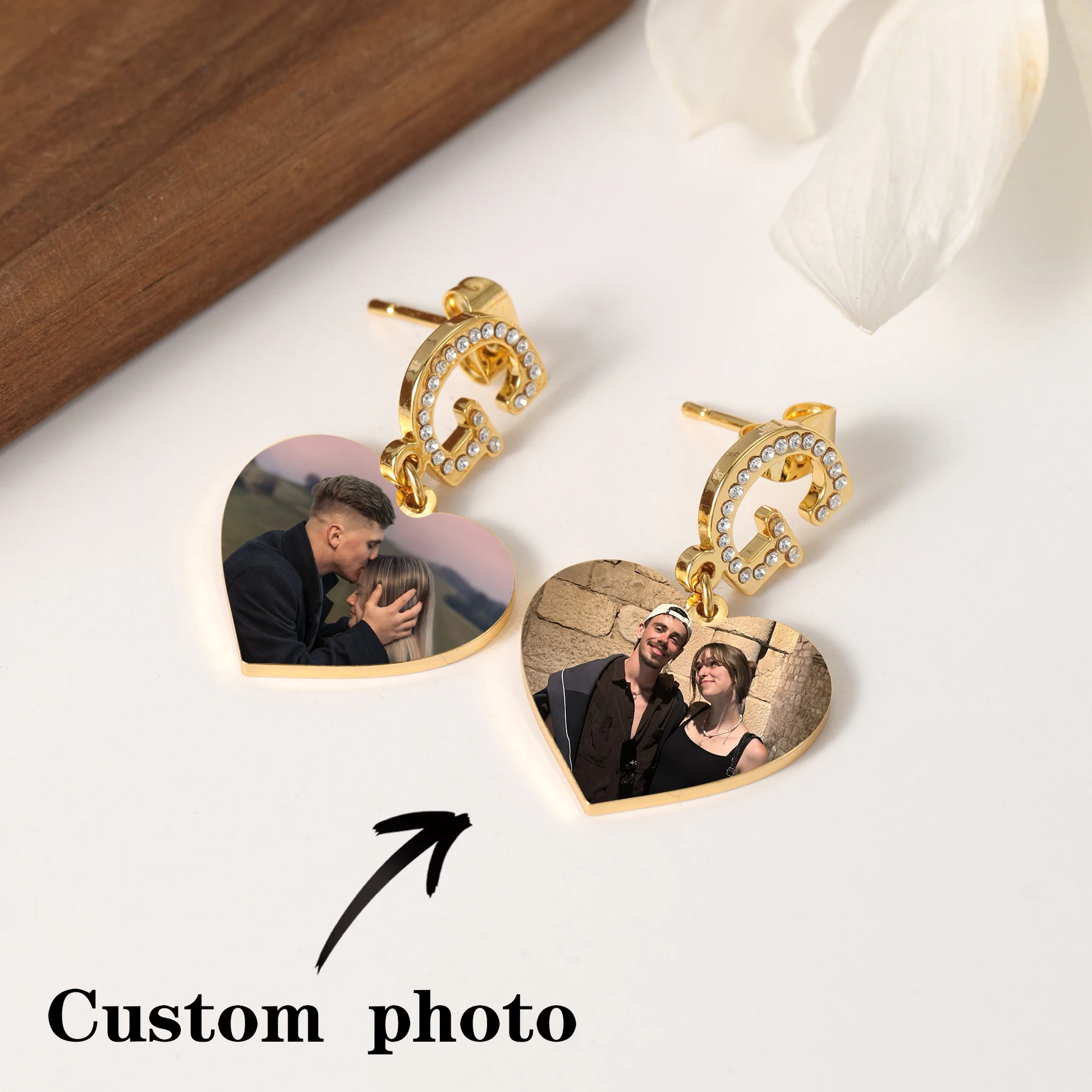 

Custom Photo Earrings Personalized Initial Letter Earrings Stainless Steel Custom Portrait Jewelry Mother's Day Gift for Mom