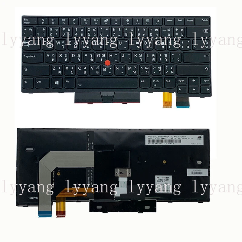 Клавиатура с тайской раскладкой и подсветкой f 01HX452 для Lenovo Thinkpad T470 A475 T480 A485