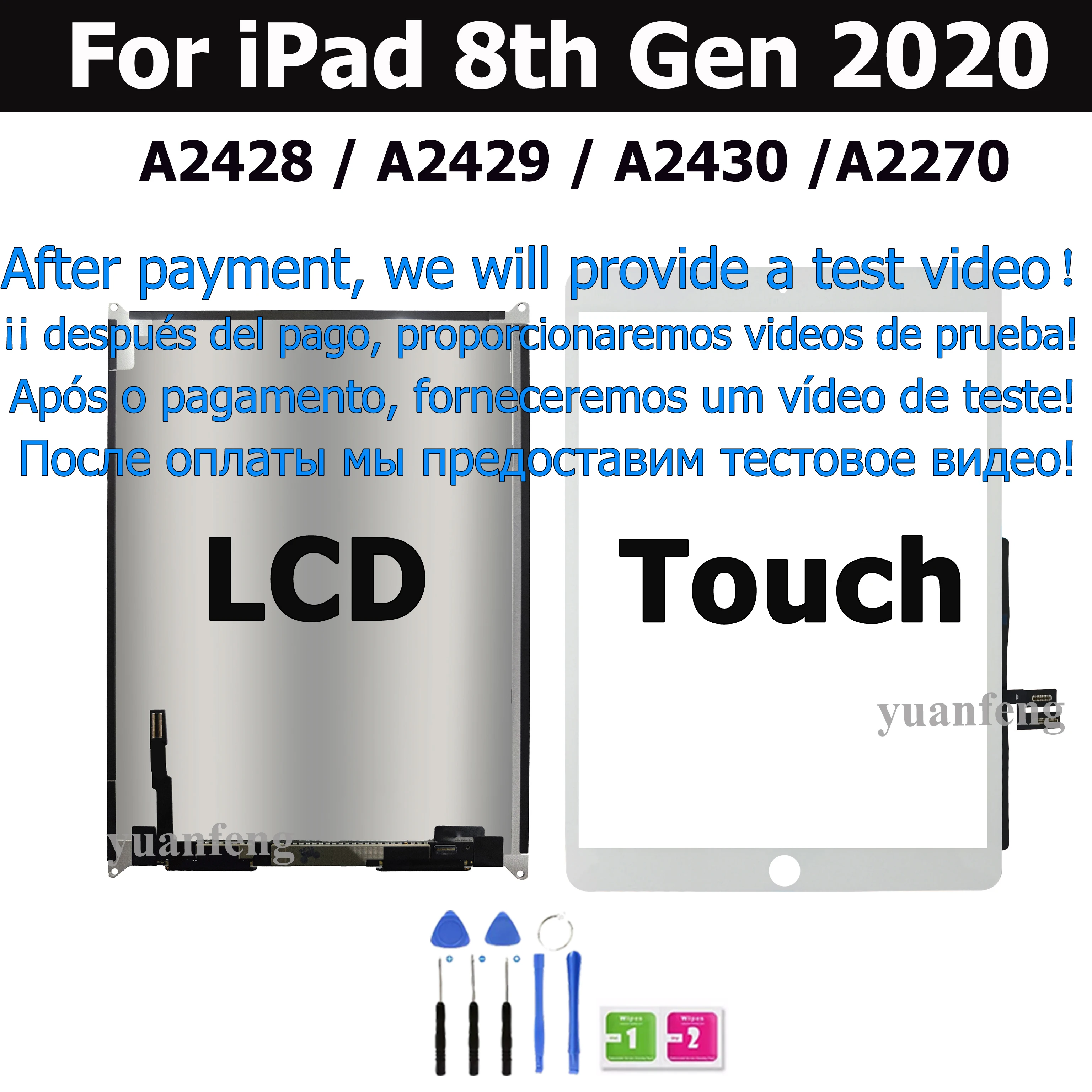 LCD For iPad 8 10.2 2020 8th Gen A2270 A2430 A2428 A2429 LCD Touch