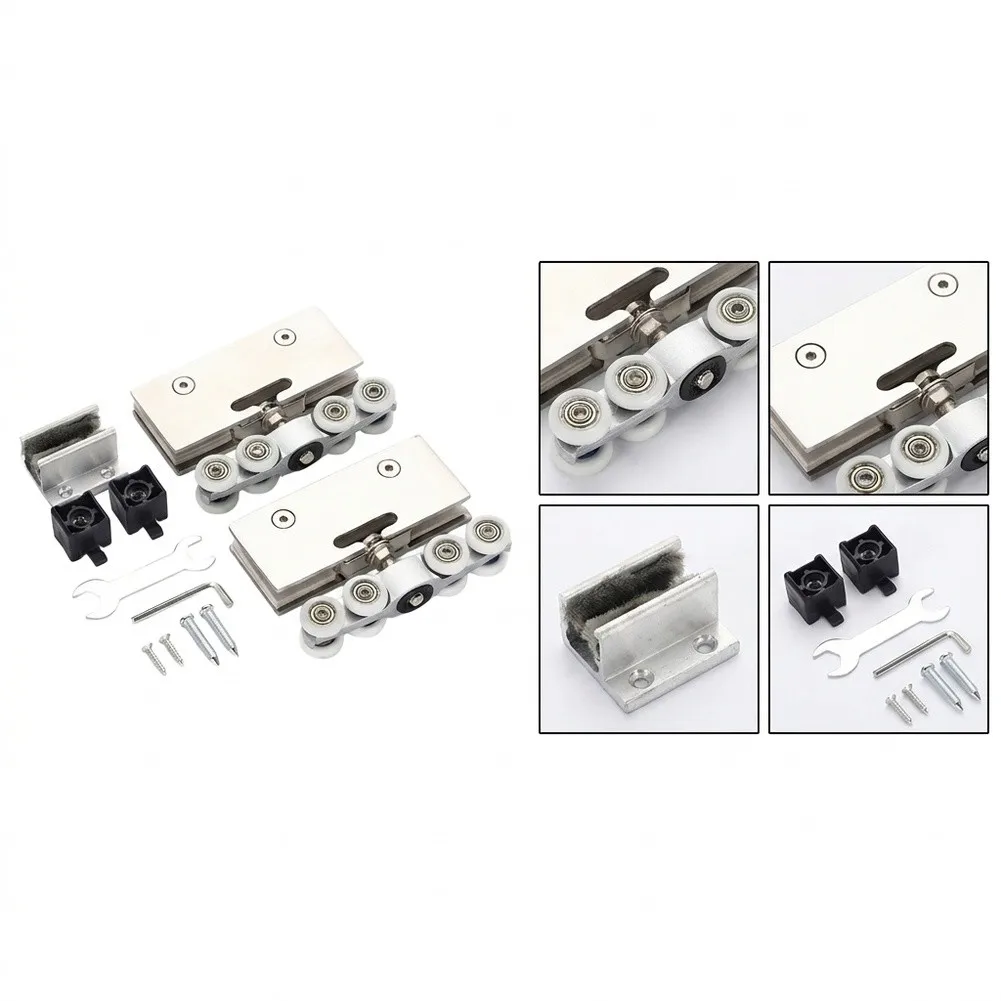 for frameless Glass Sliding Door Hanging Wheel Pair - Silver Cold Rolled Iron Silent Pulley with 23mm Shaft Diameter