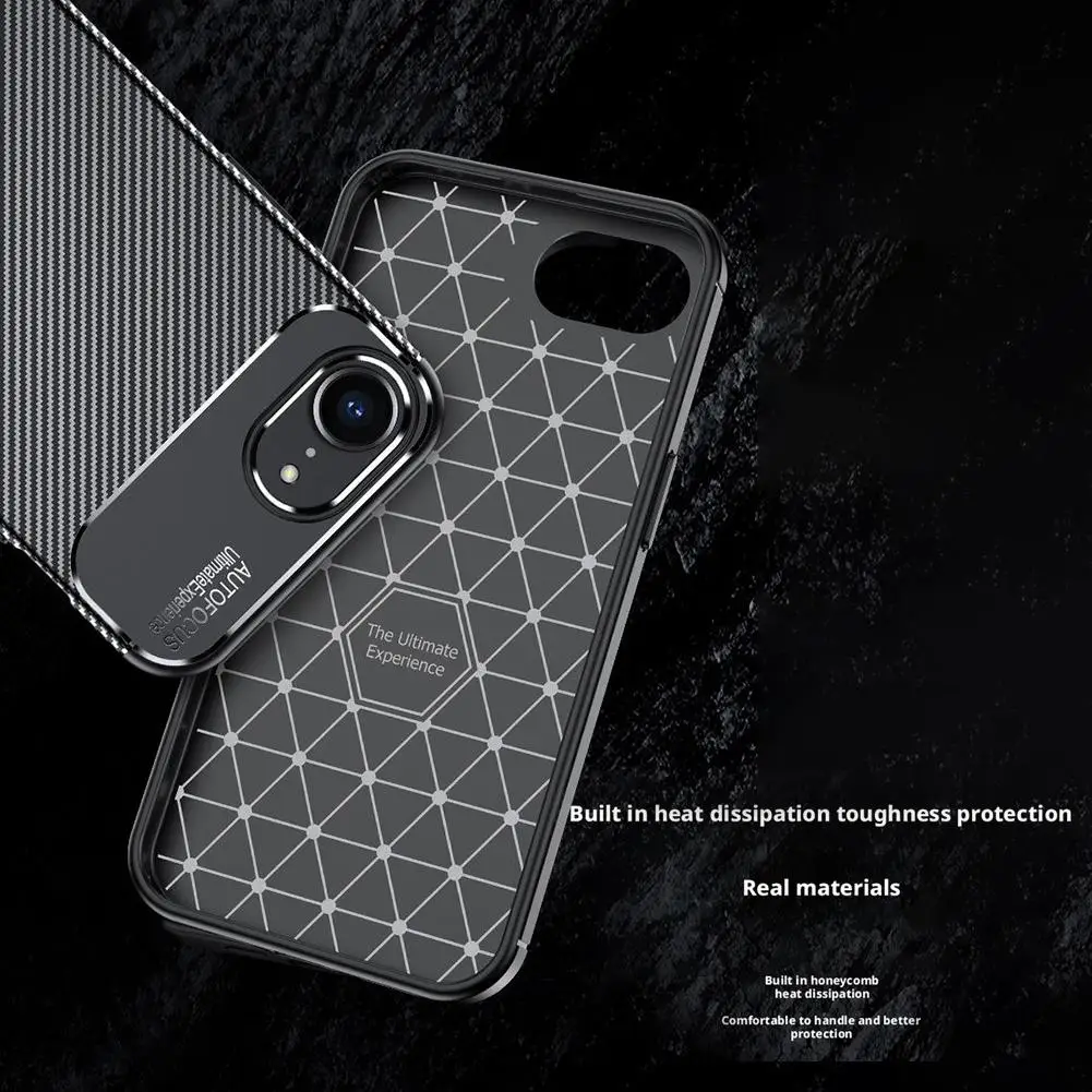 آيفون 16e حافظة واقية من ألياف الكربون الهاتف الوفير للصدمات المضادة للخدش عودة لينة حافظة من البولي يوريثان آيفون 16e اكسسوارات