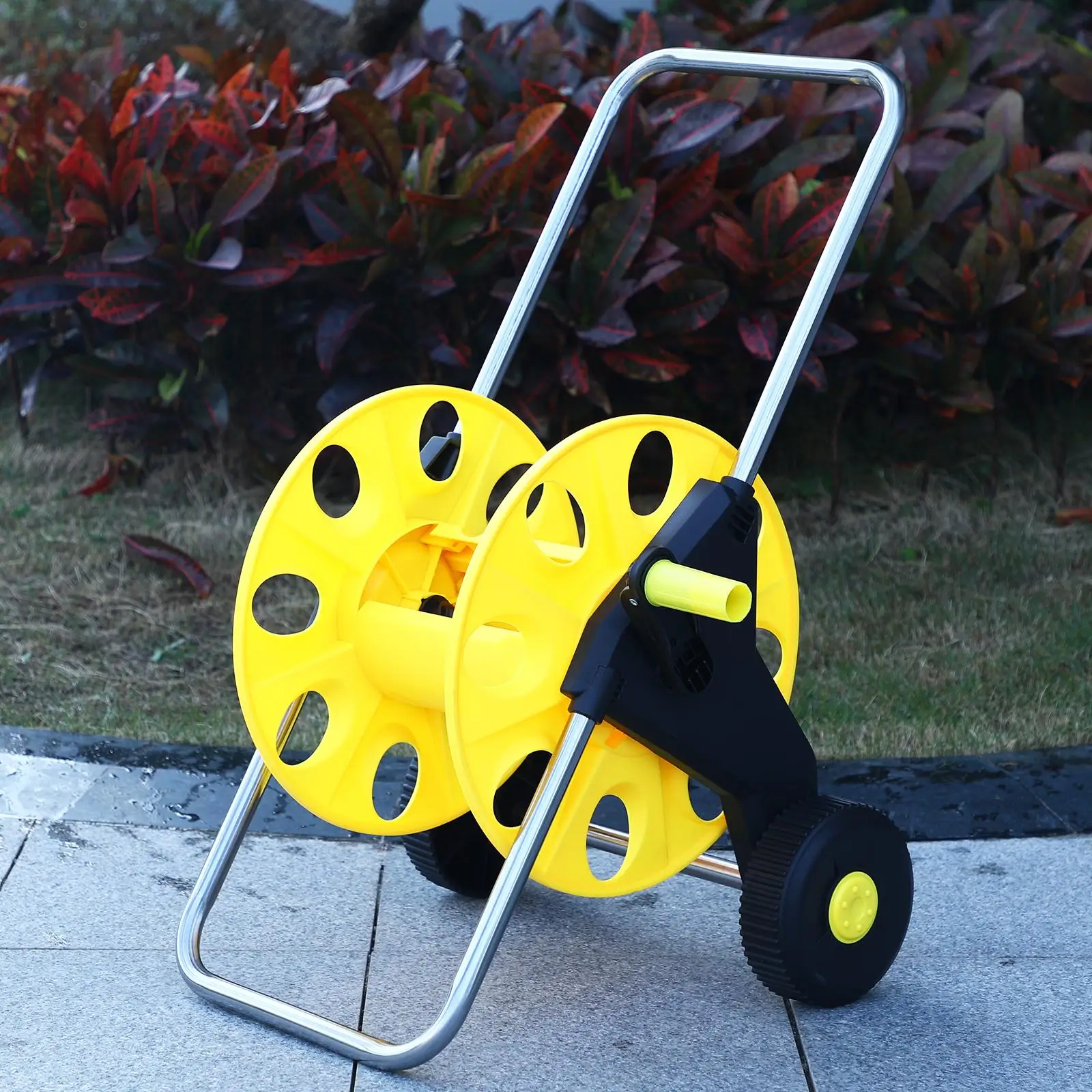 Hose Reel Cart Roller Truck Garden Water Hose Holder Winding Reel Water Pipe Storage Rack Organizer