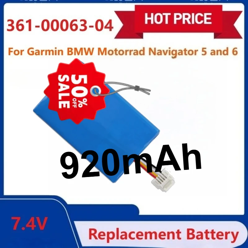 

New 361-00063-00 361-00063-04 Replacement Battery for Garmin BMW Motorrad Navigator 5 and 6 Premium Rechargable Batteries 920mAh