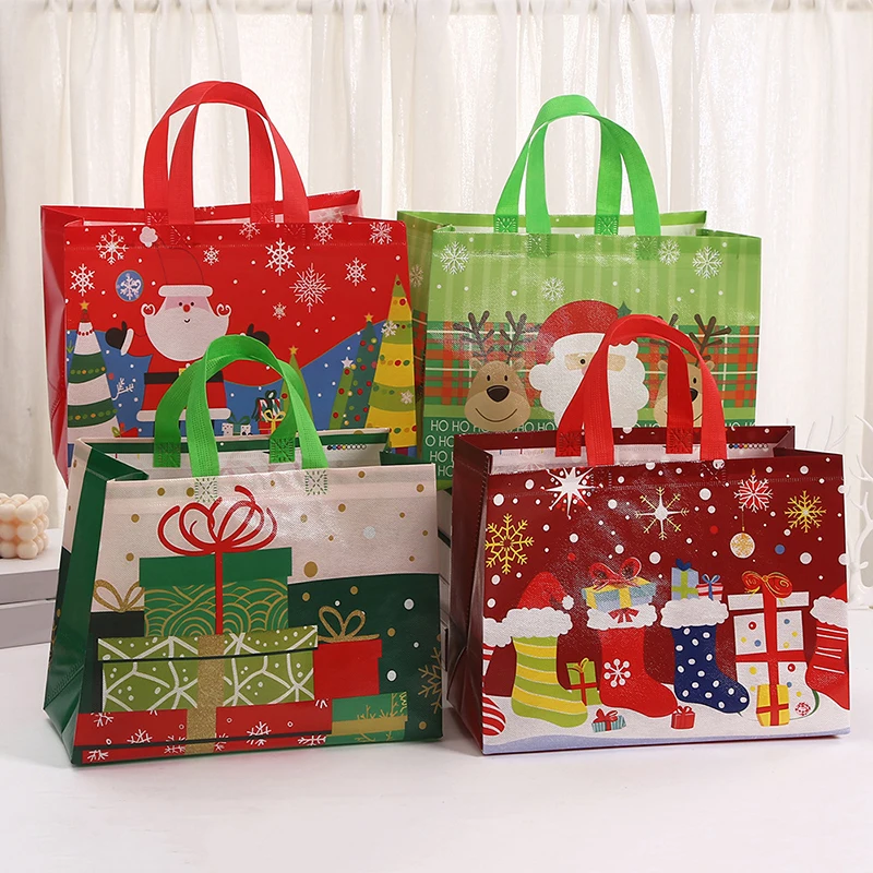 Christmas Gift Bag Non-woven Fabric Dessert Packaging Bag Durable Storage Bag Totes Shopping Holiday Party Favor Bag