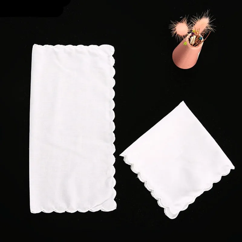 3Pcs 100% Cotton 30x30cm White Color Lace Women Handkerchiefs Reusable Suit Pocket Sweat Square Towels Tea Party Favors