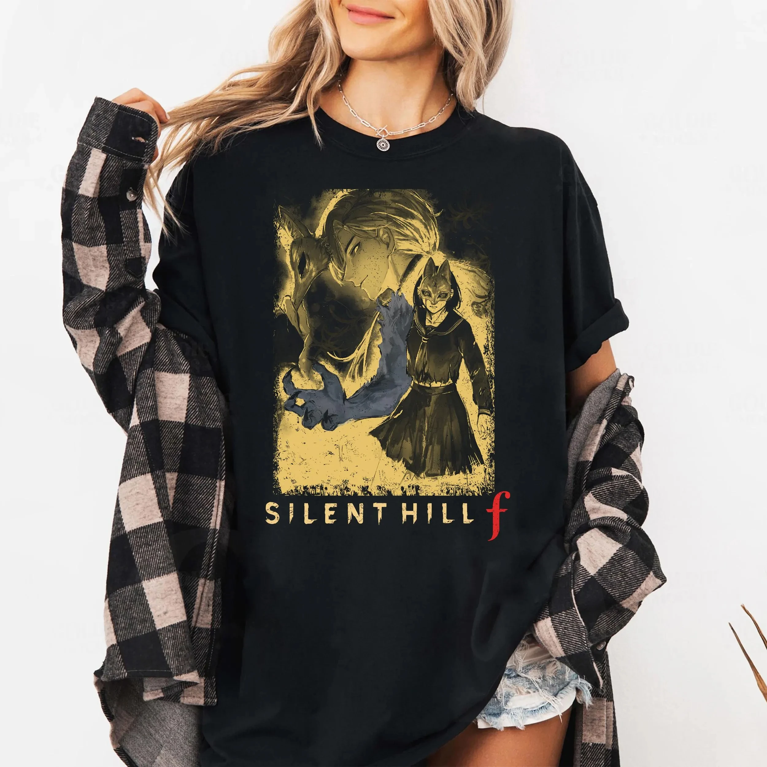 Camisetas con temática de Silent Hill, camisetas retro japonesas de juegos de terror, regalos de manga corta para jugadores masculinos y femeninos