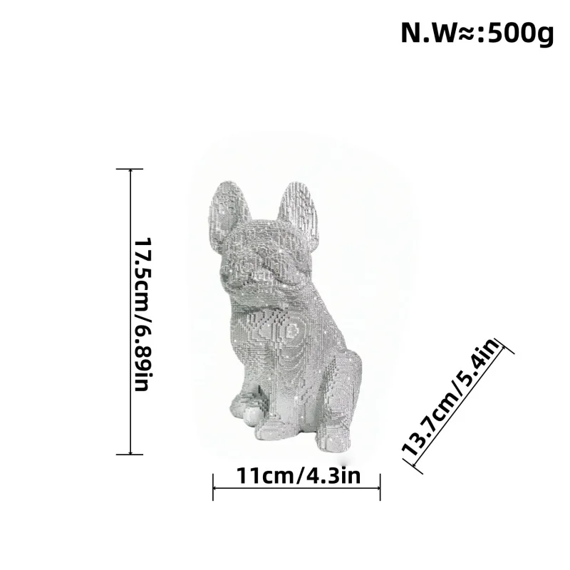1pc newly designed LEGO powder scattering building block,French Bulldog, resin crafts, modern fashion art exhibition rack, model view 6