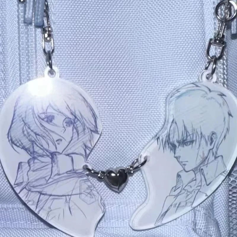 Porte-clés en acrylique créatif et distinctif de haute qualité Attack on Titan Eren Jaeger Mikasa Ackerman, pendentif décoratif pour sac d'étudiant