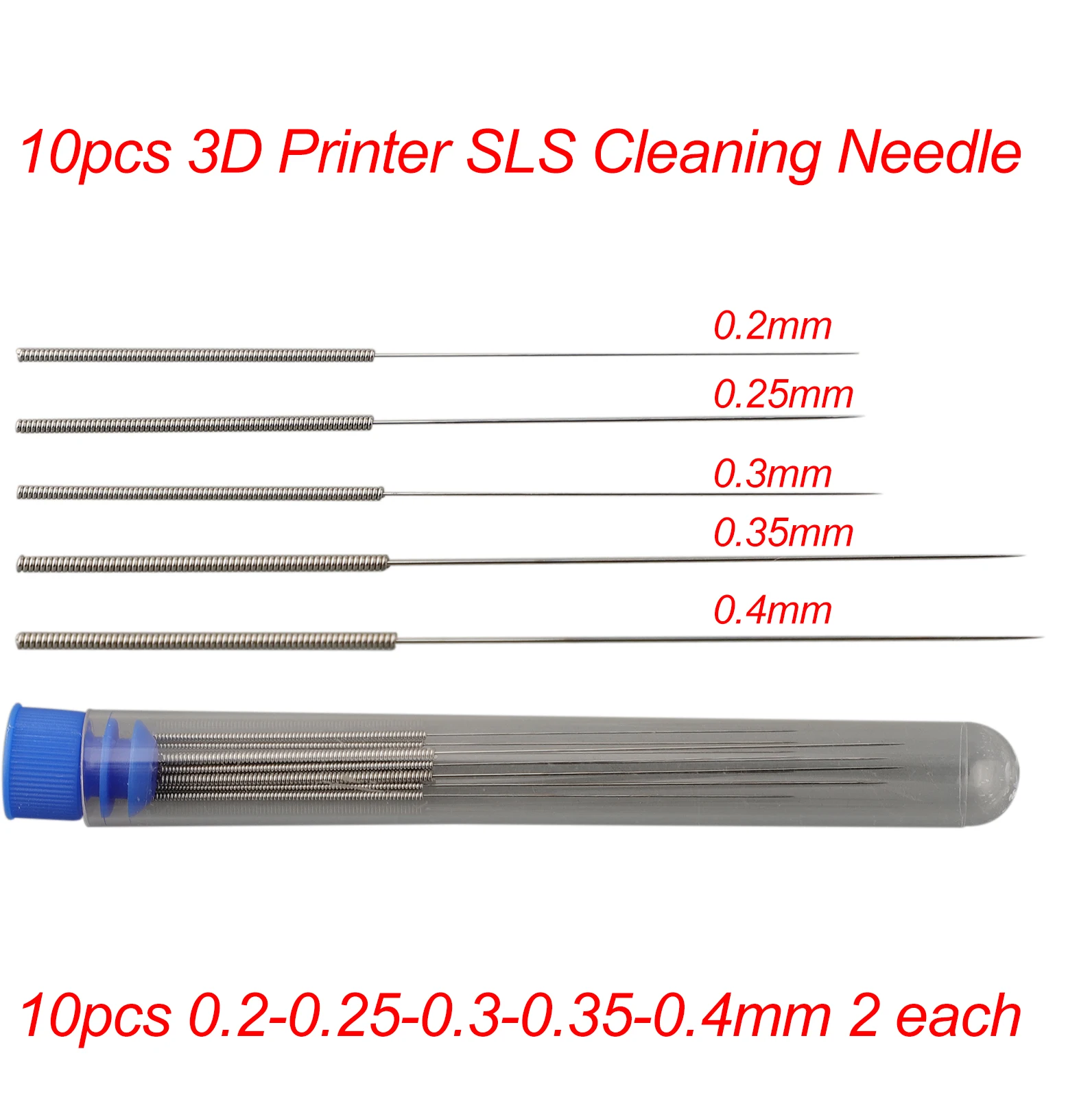 Kit di aghi per pulizia di alta qualità nuovissimo al 100% flessibile 0,2/0,25/0,3/0,35/0,4 mm Ugelli intasati puliti Materiale metallico