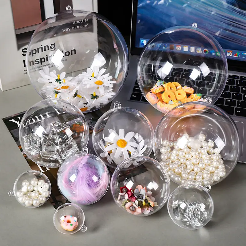 2/2.5/3/4-20cm Hollow Transparent Opening/closing Plastic Ball Heart-Shaped Pentagram for Christmas Decoration Gift Box DIY Part