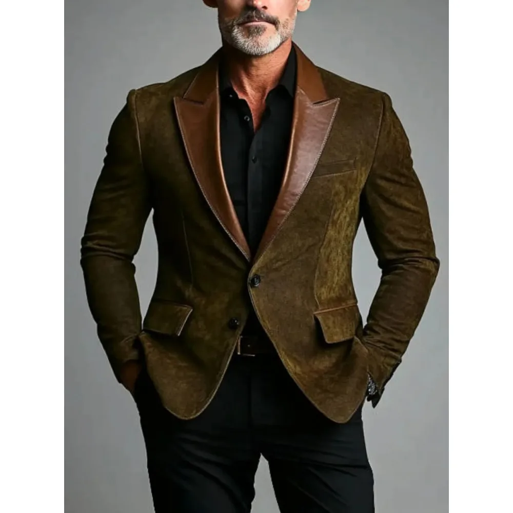 

Casual Men's Suit Jacket Classic Fashion Lapel Long Sleeve Mature Men'S Business Office Wedding Banquet Queuing Slim Jacket