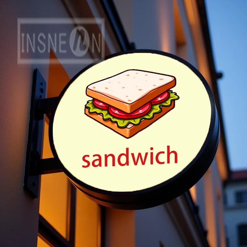 Custom Sandwich Light Box Round Waterproof Acrylic LED Outdoor Business Sign Double Sided Backlit Advertising Display