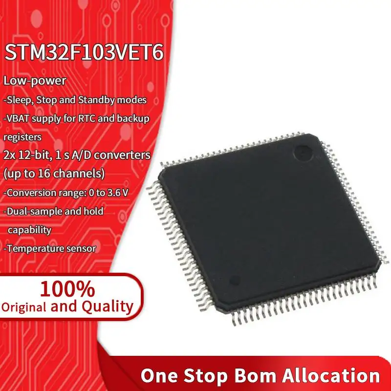STM32F103VET6 MCU ARM Cortex M3 32 Bit Microcontroller IC for DIY Project Original STM32F103 Integrated Circuit Chip 128KB Flash